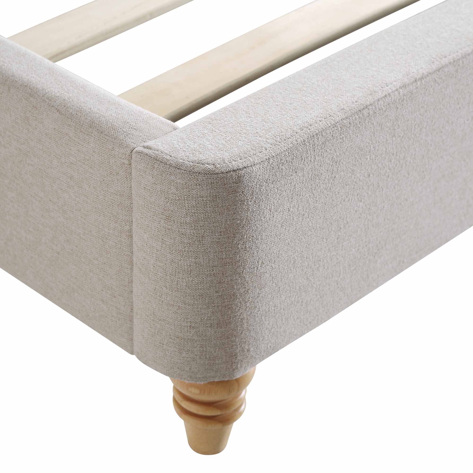 Leamington Deep-Buttoned Upholstered Bed, Oatmeal Fabric