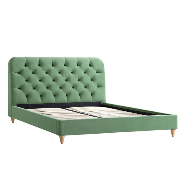 Leamington Deep-Buttoned Upholstered Bed, Meadow Green Velvet