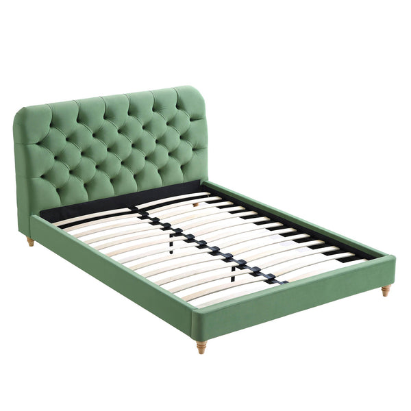 Leamington Deep-Buttoned Upholstered Bed, Meadow Green Velvet