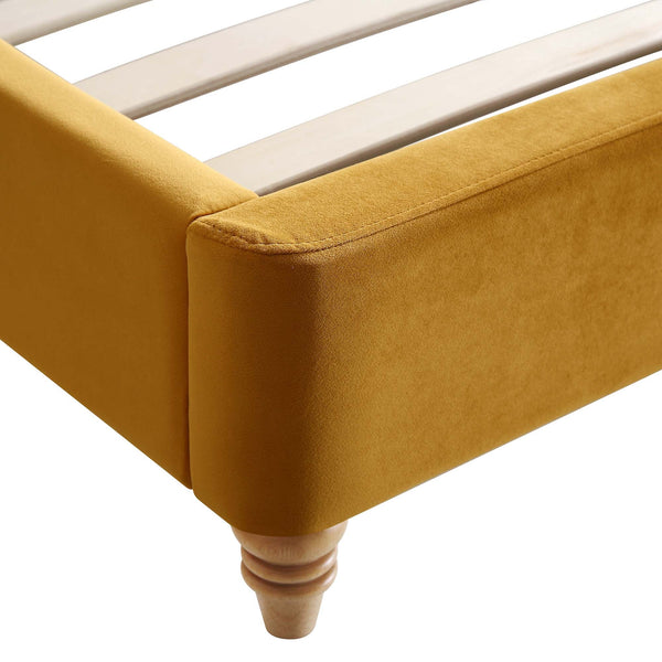 Leamington Deep-Buttoned Upholstered Bed, Turmeric Yellow Velvet