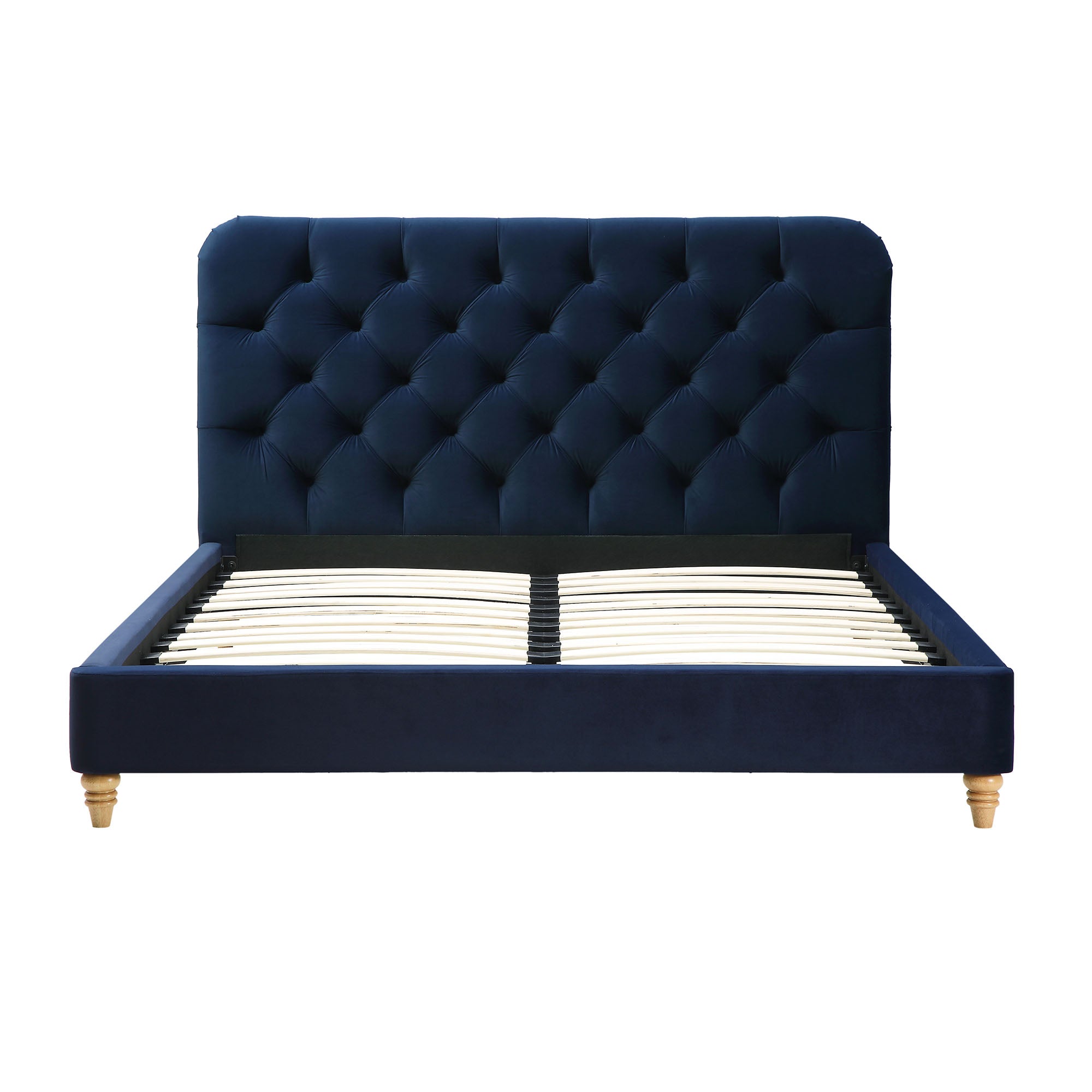 Leamington Deep-Buttoned Upholstered Bed, Midnight Blue Velvet