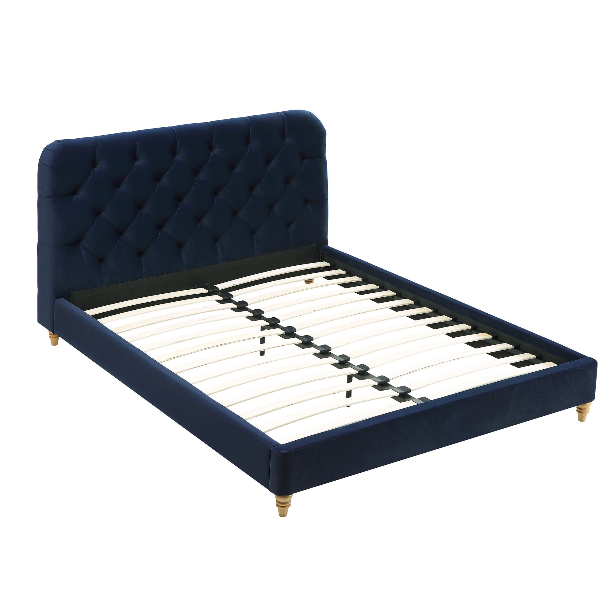 Leamington Deep-Buttoned Upholstered Bed, Midnight Blue Velvet