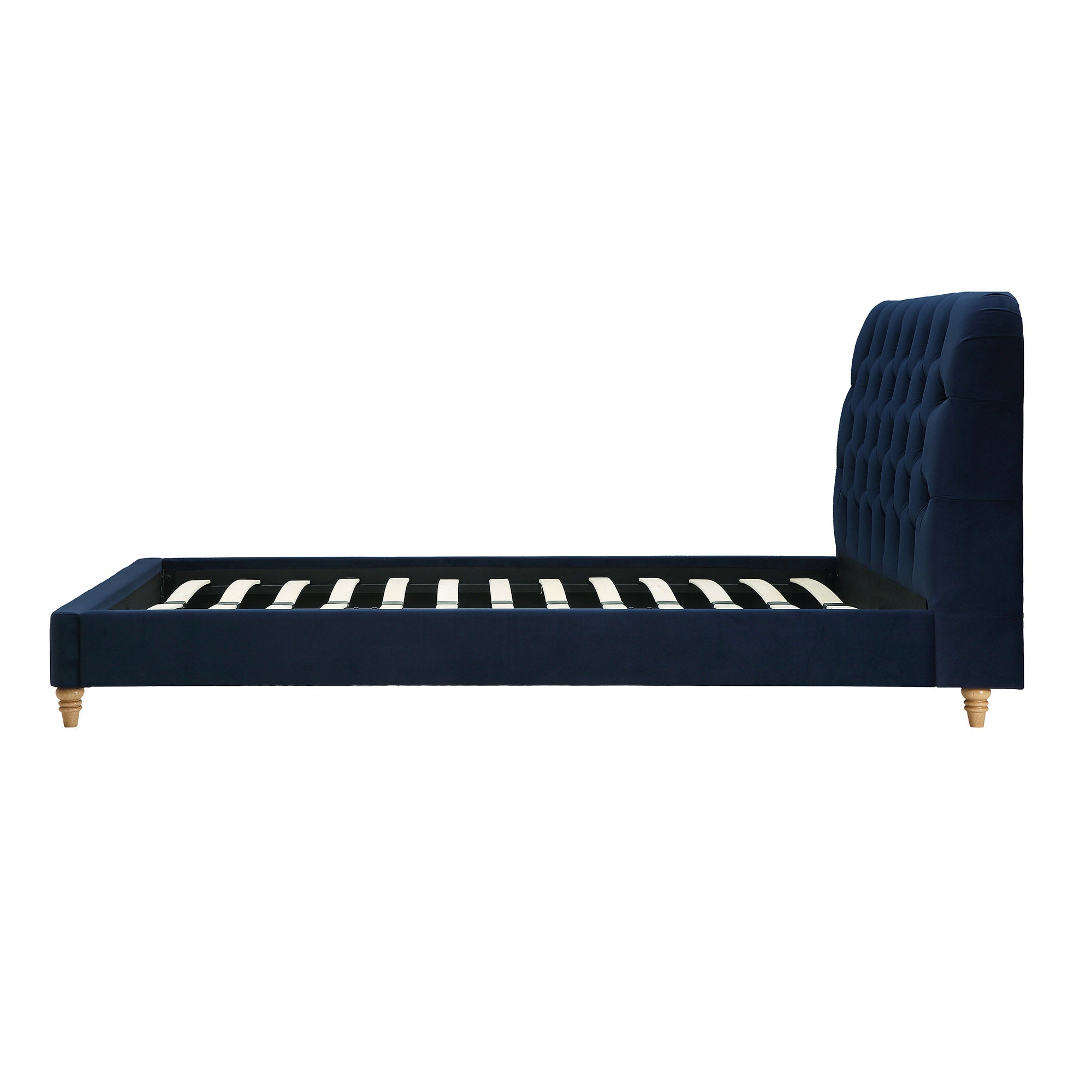 Leamington Deep-Buttoned Upholstered Bed, Midnight Blue Velvet