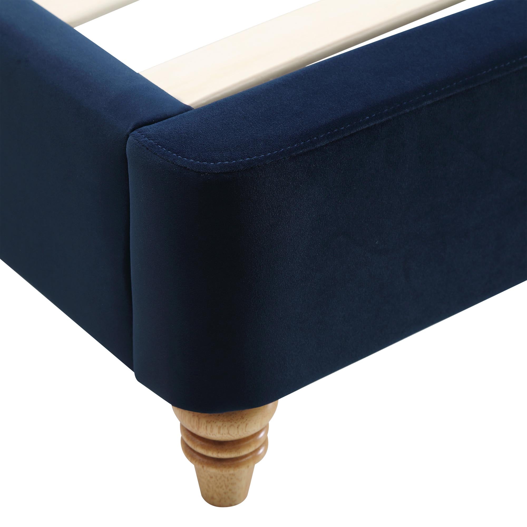 Leamington Deep-Buttoned Upholstered Bed, Midnight Blue Velvet