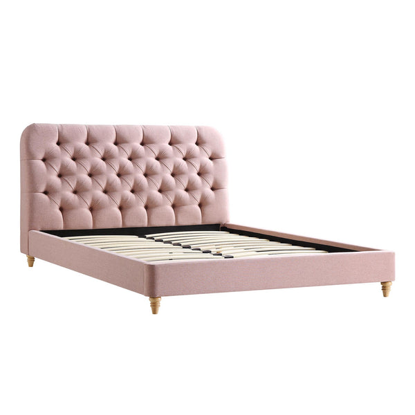 Leamington Deep-Buttoned Upholstered Bed, Rosewater Pink Fabric