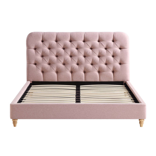 Leamington Deep-Buttoned Upholstered Bed, Rosewater Pink Fabric