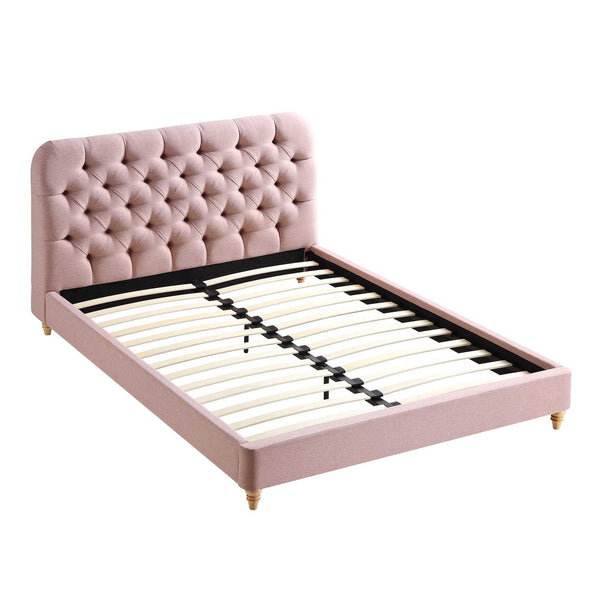 Leamington Deep-Buttoned Upholstered Bed, Rosewater Pink Fabric