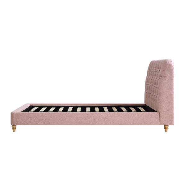 Leamington Deep-Buttoned Upholstered Bed, Rosewater Pink Fabric