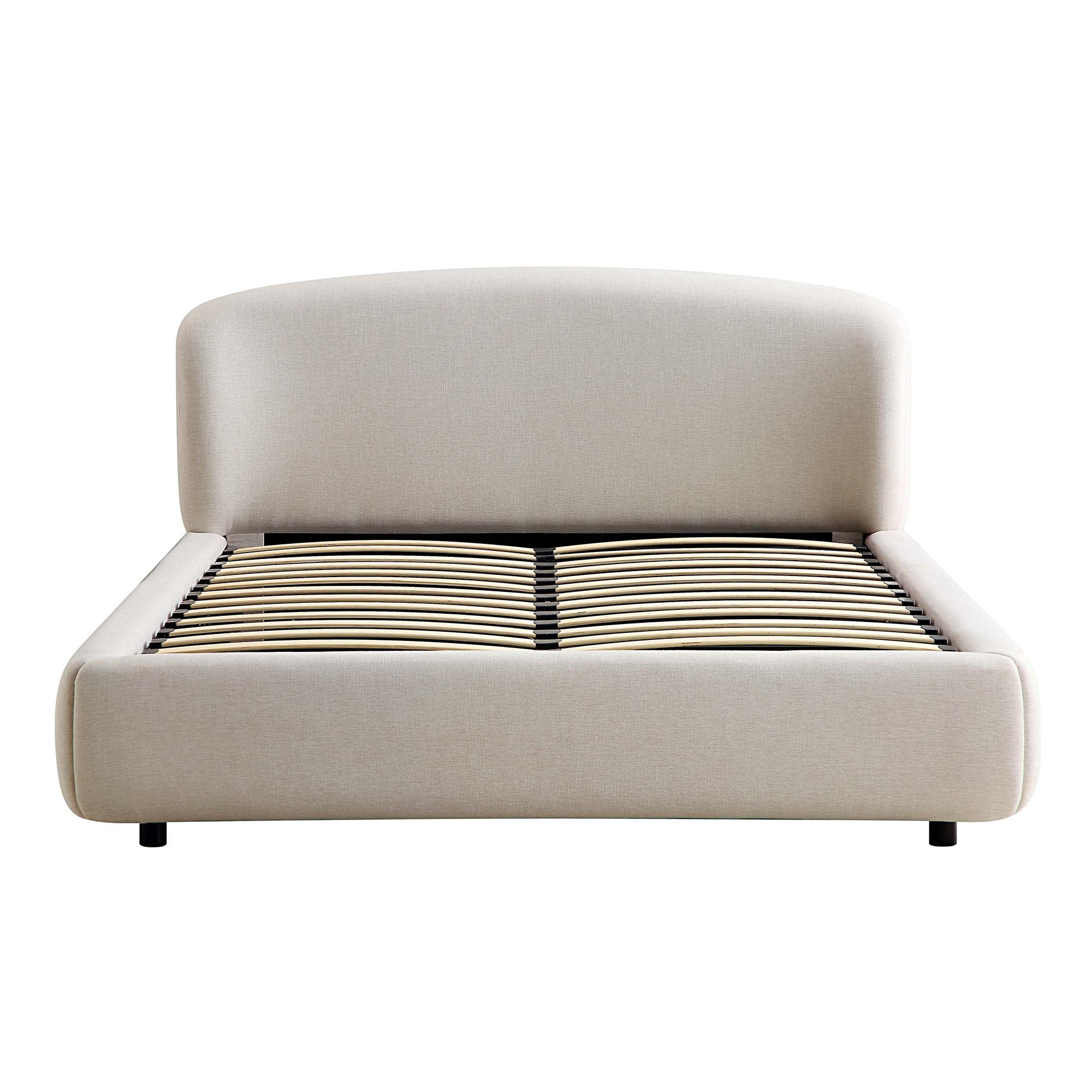 Constance Winged Headboard Ottoman Storage Bed, Beige Linen