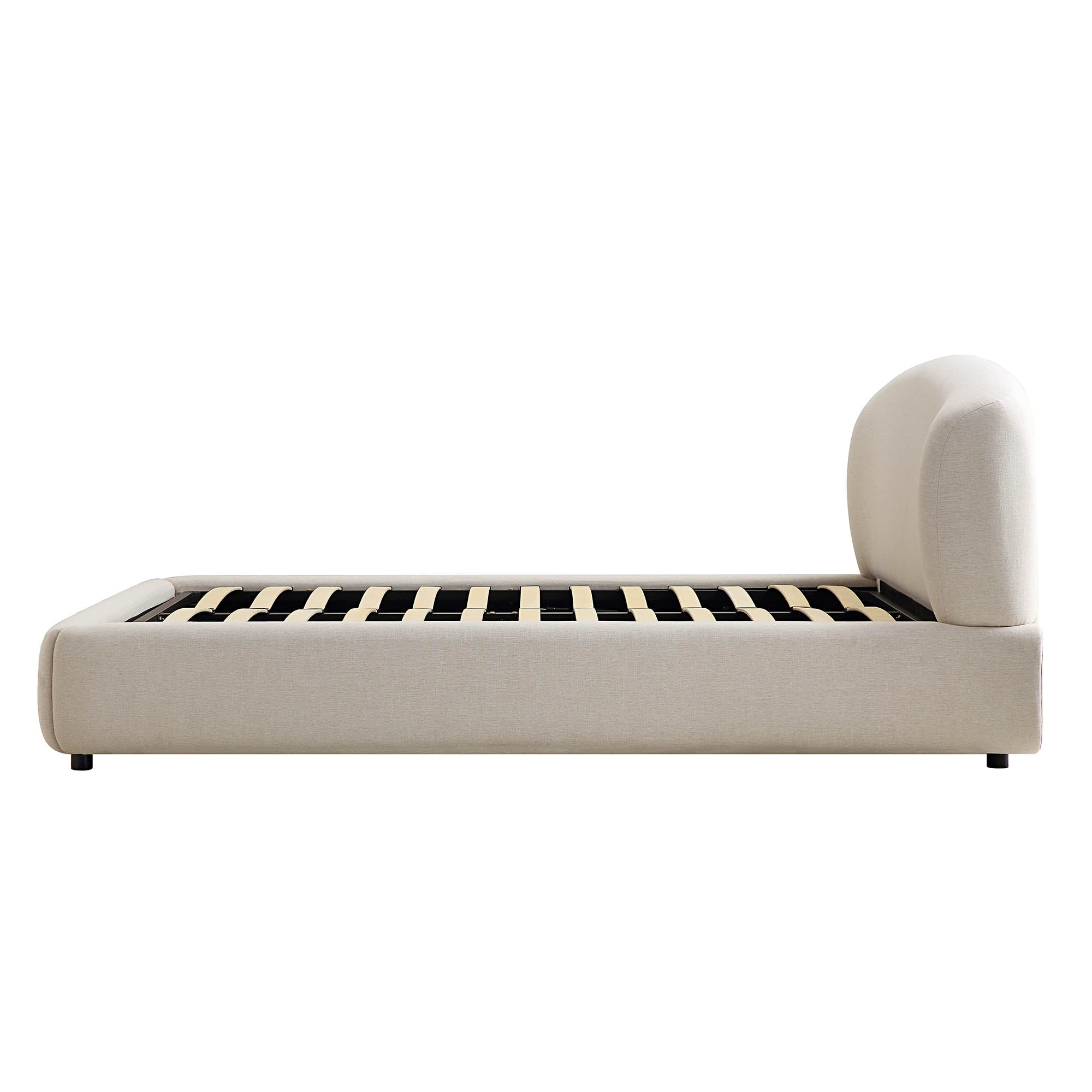 Constance Winged Headboard Ottoman Storage Bed, Beige Linen