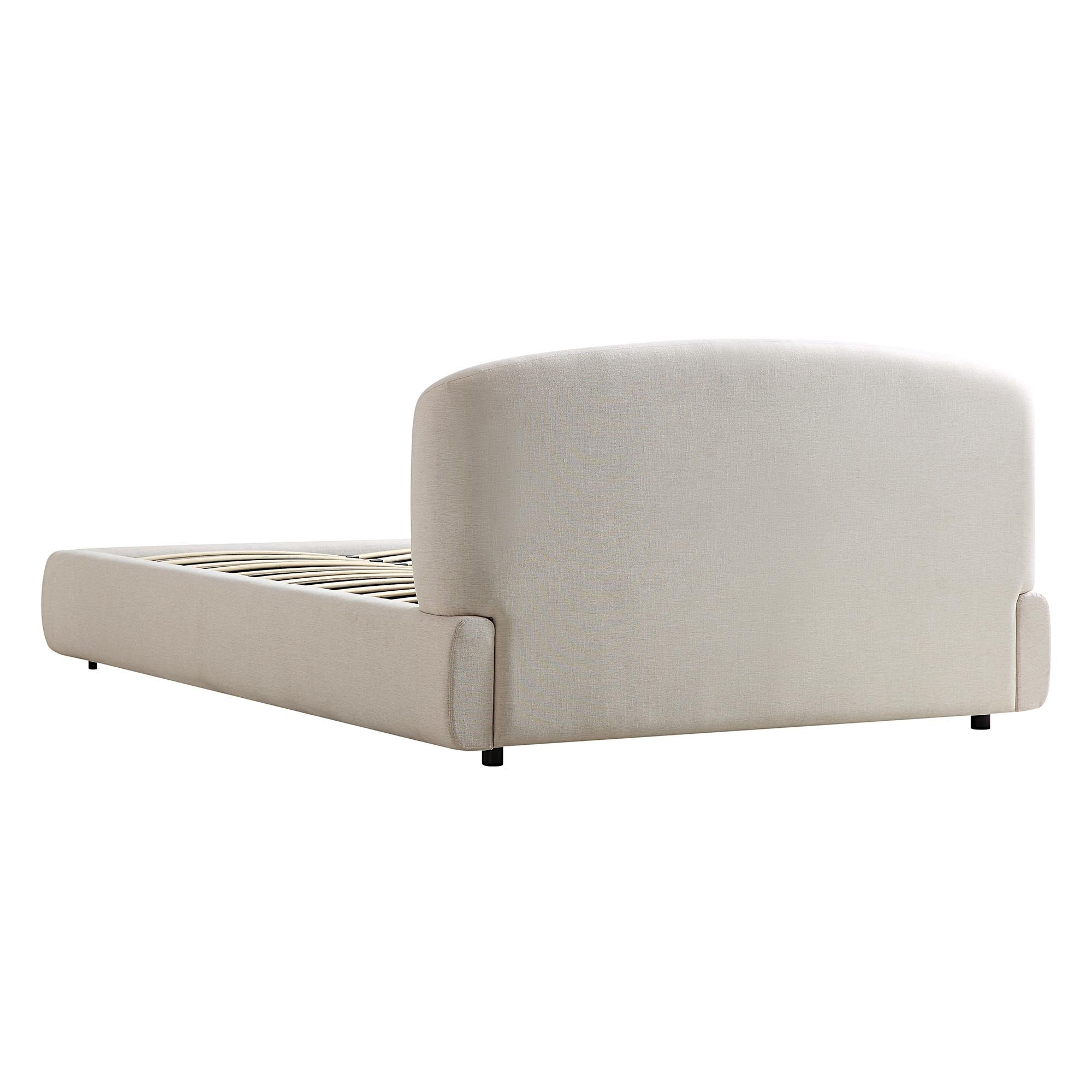 Constance Winged Headboard Ottoman Storage Bed, Beige Linen