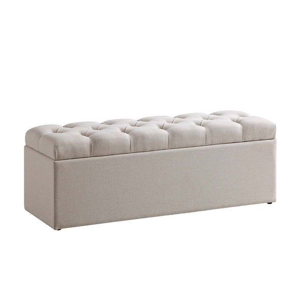 Leamington Deep-Buttoned Ottoman Storage Bench, Oatmeal Fabric