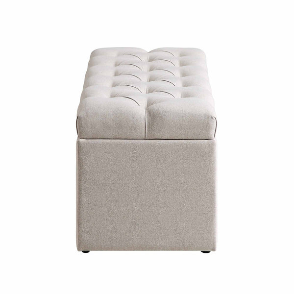 Leamington Deep-Buttoned Ottoman Storage Bench, Oatmeal Fabric