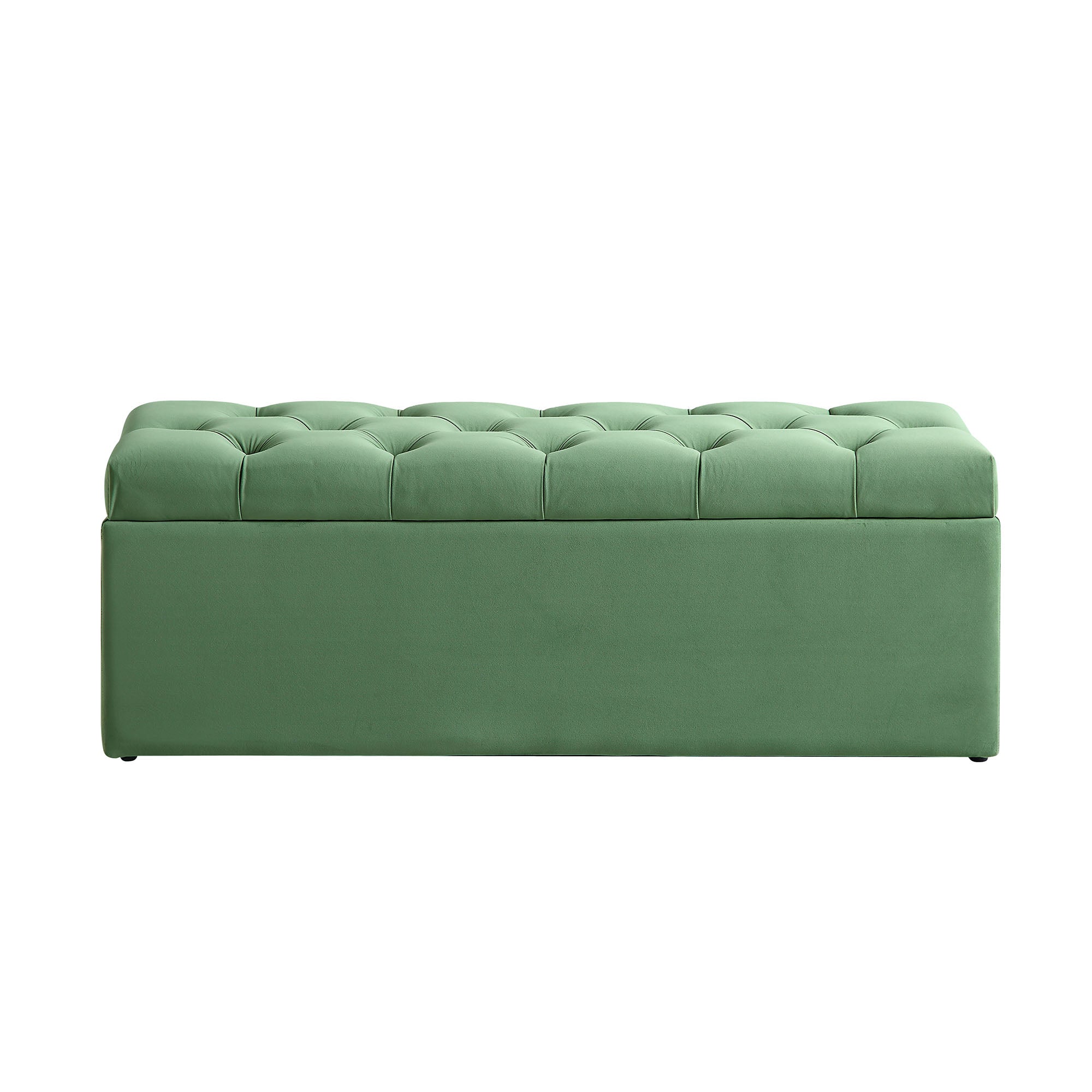 Leamington Deep-Buttoned Ottoman Storage Bench, Meadow Green Velvet