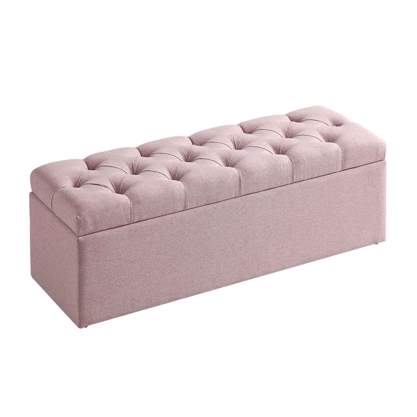 Leamington Deep-Buttoned Ottoman Storage Bench, Rosewater Pink Fabric