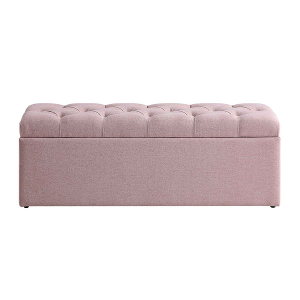 Leamington Deep-Buttoned Ottoman Storage Bench, Rosewater Pink Fabric