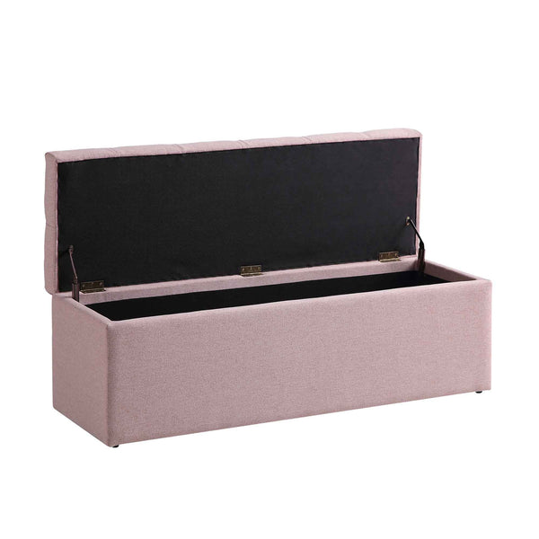 Leamington Deep-Buttoned Ottoman Storage Bench, Rosewater Pink Fabric