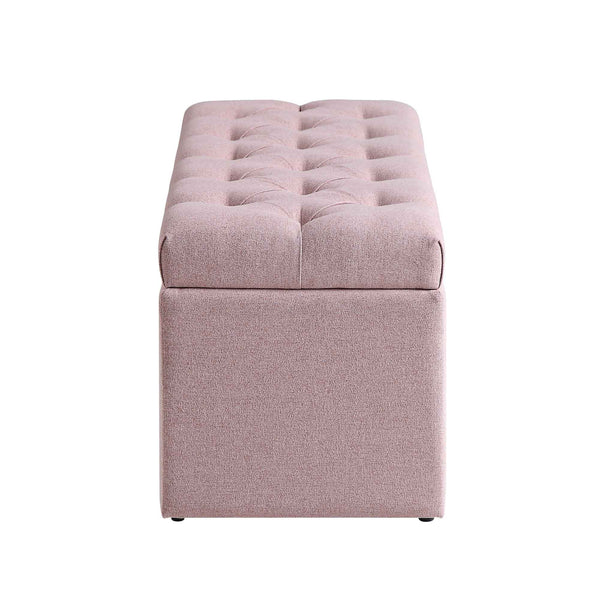 Leamington Deep-Buttoned Ottoman Storage Bench, Rosewater Pink Fabric